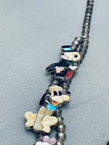 Mickey Mouse Vintagew Native American Zuni Turquoise Sterling Silver Squash Blossom Necklace-Nativo Arts
