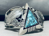 Lone Moutnain Turquoise!! Focal Point Vintage Native American Navajo Sterling Silver Bracelet-Nativo Arts