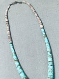 Very Old Vintage Native American Navajo Turquoise Heishi Sterling Silver Necklace Old-Nativo Arts
