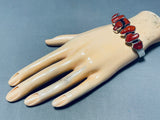 Victor Trujillo Exceptional Native American Navajo Coral Sterling Silver Bracelet-Nativo Arts