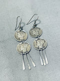 One Of A Kind Vintage Native American Navajo Sterling Silver Mercury Dimes Earrings-Nativo Arts