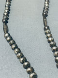 Striking Vintage Native American Navajo Blue Gem Turquoise Sterling Silver Necklace-Nativo Arts