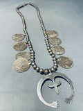 170 Grams Vintage Native American Navajo Coin Sterling Silver Squash Blossom Necklace-Nativo Arts