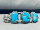 Exceptional Vintage Native American Navajo Morenci Turquoise Sterling Silver Bracelet-Nativo Arts