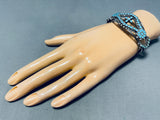 Exquisite Vintage Native American Zuni Blue Gem Sterling Silver Bracelet-Nativo Arts