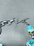 Lavish Native American Navajo 5 Pilot Mountain Turquoise Sterling Silver Toggle Bracelet-Nativo Arts