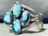 Blue Medicine Mine Vintage Native American Navajo Turquoise Sterling Silver Bracelet-Nativo Arts