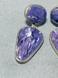 The Best Vintage Native American Navajo Charoite Sterling Silver Signed Earrings-Nativo Arts