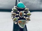 Native American Nothern Star Navajo Green Turquoise Sterling Silver Ring-Nativo Arts