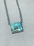 Very Cool Vintage Native American Navajo Squared Spiderweb Turquoise Sterling Silver Necklace-Nativo Arts