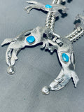 Horse Native American Navajo Turquoise Sterling Silver Squash Blossom Necklace-Nativo Arts