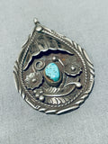 Authentic Vintage Native American Navajo Pilot Mountain Turquoise Sterling Silver Pendant-Nativo Arts