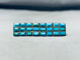 Eye Catching Vintage Native American Zuni Blue Gem Turquoise Sterling Silver Tie Tack-Nativo Arts