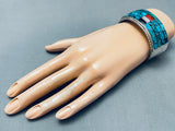 One Of The Best Vintage Native American Navajo Turquoise Channel Inlay Sterling Silver Bracelet-Nativo Arts