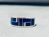 Noteworthy Vintage Native American Navajo Lapis Sterling Silver Signed Ring-Nativo Arts