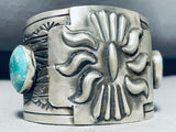 Native American 127 Gram Concho Hand Wrought Sterling Silver Turquoise Bracelet-Nativo Arts