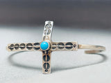 Turquoise Cross Vintage Native American Navajo Sterling Silver Bracelet Cuff-Nativo Arts