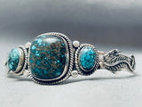 Important Lander Blue Turquoise Vintage Native American Navajo Sterling Silver Bracelet-Nativo Arts