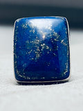 One Of The Biggest Vintage Native American Navajo Lapis Sterling Silver Ring-Nativo Arts