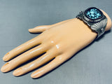 Rare Indian Mountain Turquoise Vintage Native American Navajo Sterling Silver Bracelet-Nativo Arts