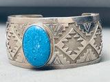 Big Lapis Vintage Native American Navajo Geomtric Sterling Silver Bracelet Cuff-Nativo Arts