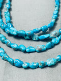 One Of The Best Vintage Native American Navajo Morenci Turquoise Sterling Silver Necklace-Nativo Arts