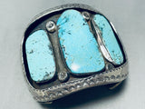 One Of The Best Vintage Native American Navajo Blue Diamond Turquoise Sterling Silver Bracelet-Nativo Arts