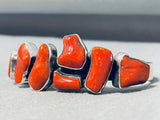 Victor Trujillo Exceptional Native American Navajo Coral Sterling Silver Bracelet-Nativo Arts