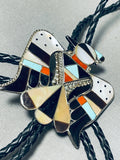 Astounding Vintage Native American Zuni Turquoise Sterling Silver Thunderbird Bolo-Nativo Arts