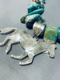 176 Gram Horse Native American Navajo Turquoise Sterling Silver Necklace-Nativo Arts