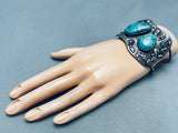 Rare Birdeye Mine!! Vintage Native American Navajo Turquoise Sterling Silver Bracelet-Nativo Arts