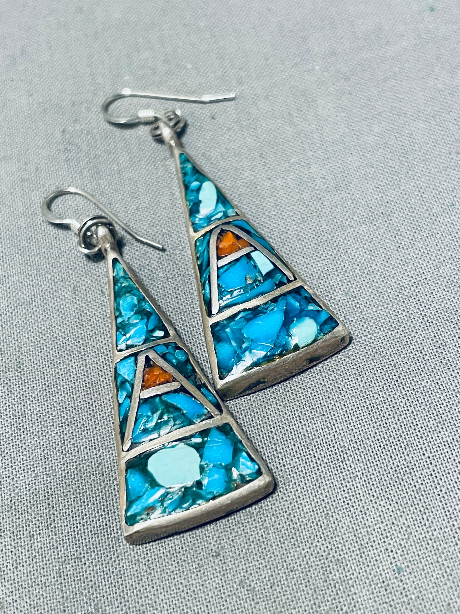 Navajo Sterling Turquoise and shops Opal Micro-Inlay Earrings #317 SIGNED