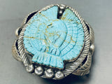 Huge Hand Carved Eagle Turquoise Sterling Silver Bracelet-Nativo Arts