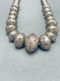 Signed Star Pattern Bead Vintage Native American Navajo Hand Tooled Sterling Silver Necklace-Nativo Arts