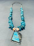 Native American Amazing Vintage Santo Domingo Kingman Turquoise Sterling Silver Necklace-Nativo Arts