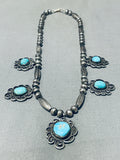 Exceptional Vintage Native American Navajo Bisbee+ Turquoise Sterling Silver Necklace-Nativo Arts
