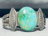 Early Vertical Flare Vintage Native American Navajo Domed Turquoise Sterling Silver Bracelet-Nativo Arts