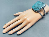 One Of Most Intense Spiderweb Turquoise Vintage Native American Navajo Sterling Silver Bracelet-Nativo Arts