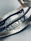 Imported Vintage Native American Navajo Steve Arviso Turquoise Sterling Silver Bracelet-Nativo Arts