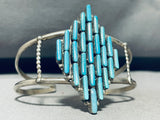 One Of The Coolest Needle!! Vintage Native American Zuni Turquoise Sterling Silver Bracelet-Nativo Arts