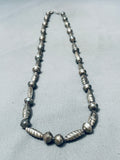 Hand Tooled Vintage Native American Navajo Early Sterling Silver Necklace Old-Nativo Arts