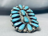 Massive Vintage Native American Navajo Turquoise Sterling Silver Cluster Ring