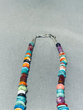 Tommy Rose Singer Native American Navajo Turquoise Coral Lapis Sterling Silver Necklace-Nativo Arts