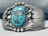 Superior Vintage Native American Navajo Pilot Mountain Turquoise Sterling Silver Bracelet-Nativo Arts