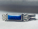 Thick Silver Vintage Native American Navajo Sterling Lapis Bracelet Cuff-Nativo Arts