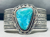 Astounding Vintage Native American Navajo Pilot Mountain Turquoise Sterling Silver Bracelet-Nativo Arts