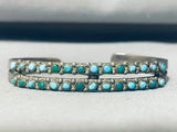 Early 1900's Vintage Native American Zuni Turquoise Sterling Silver Bracelet Old-Nativo Arts