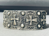 Unforgettable Native American Navajo Sterling Silver Cross Bracelet Signed Ronnie Willie-Nativo Arts