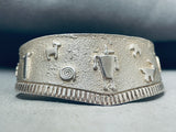 Detailed Petroglyph Vintage Sterling Silver Bracelet
