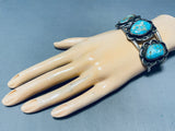 Old Deposit #8 Turquoise!! Vintage Native American Navajo Sterling Silver Bracelet-Nativo Arts